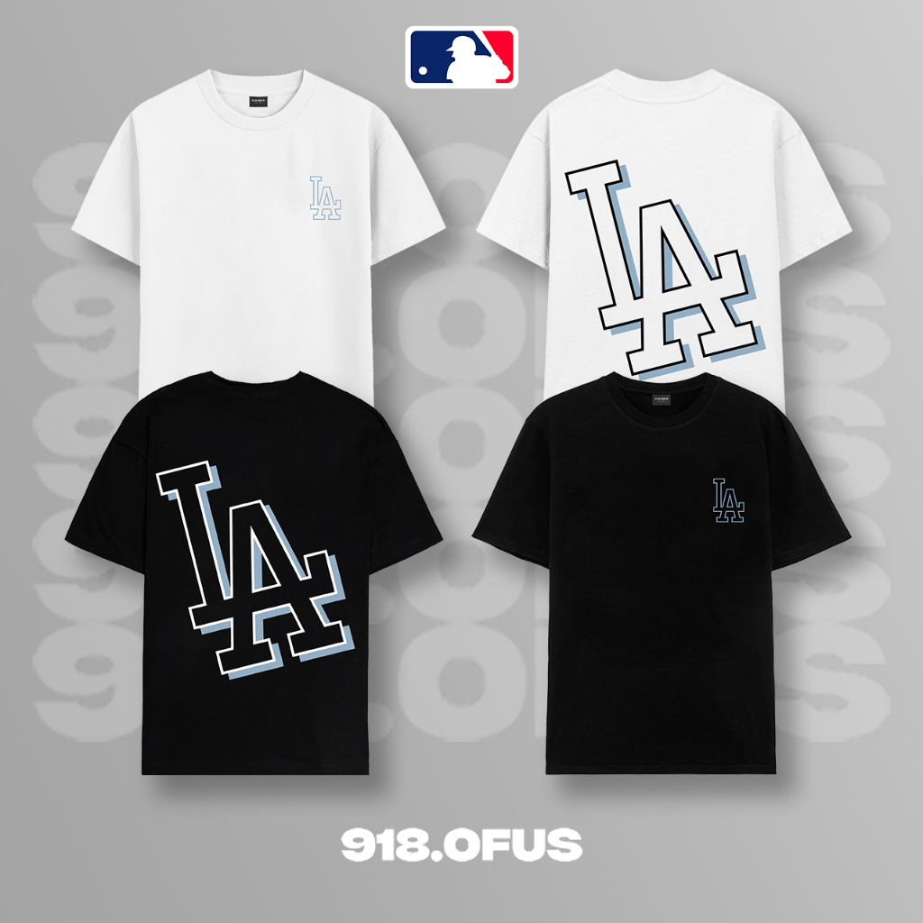 Áo phông MLB LA unisex rộng chất áo thun cotton nam nữ 918 Ofus