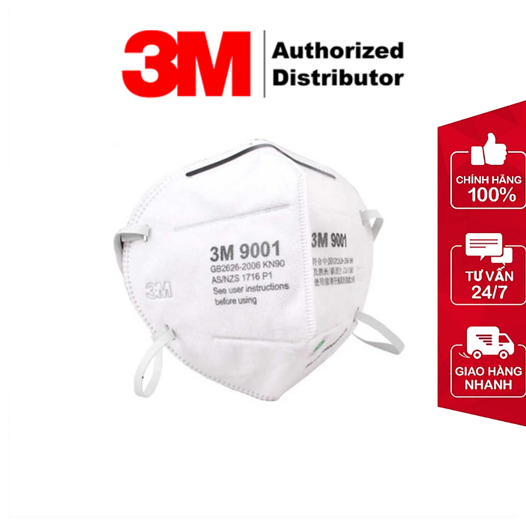 Khẩu Trang 3M 9001 Lọc 90% Bụi Mịn PM2.5 & Khí Thải Chuẩn N90