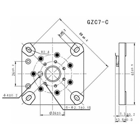 Đế đèn 7 chân dùng cho các đèn 6C33 FU29 FU19 FU32 FU30 chân trắng, đế đèn 6c33c