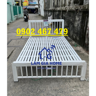 Giường sắt ngủ hiện đại đơn giản mẫu sọc vuông 48 cao cấp rộng 1mx2m-freeship