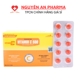 Viên uống bổ sung vitamin c 500 tăng sức đề kháng, giảm mỏi mệt, bổ sung vitamin c - hộp 100 viên