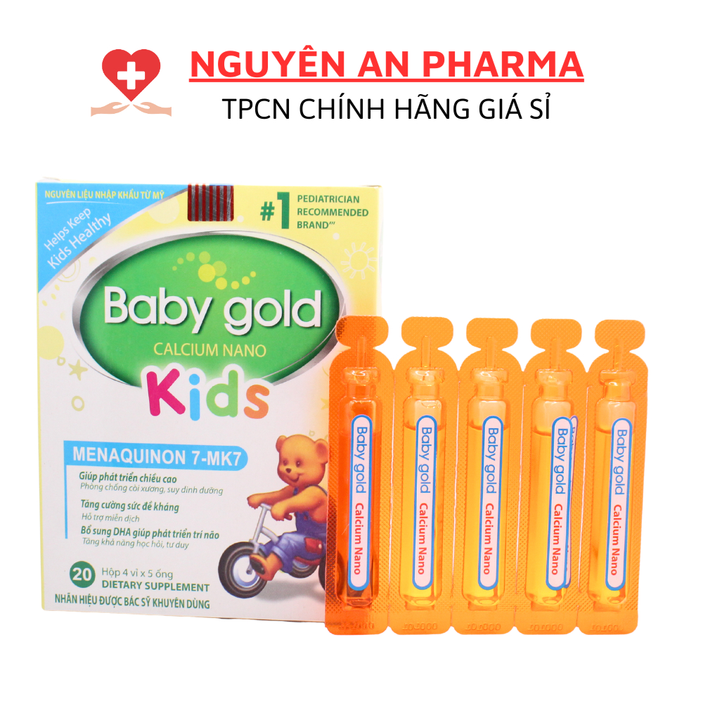 Siro Baby Gold calcium bổ sung canxi nano, DHA giúp bé phát triển chiều cao, trí não, tăng đề kháng - 20 ống BABY GOLD