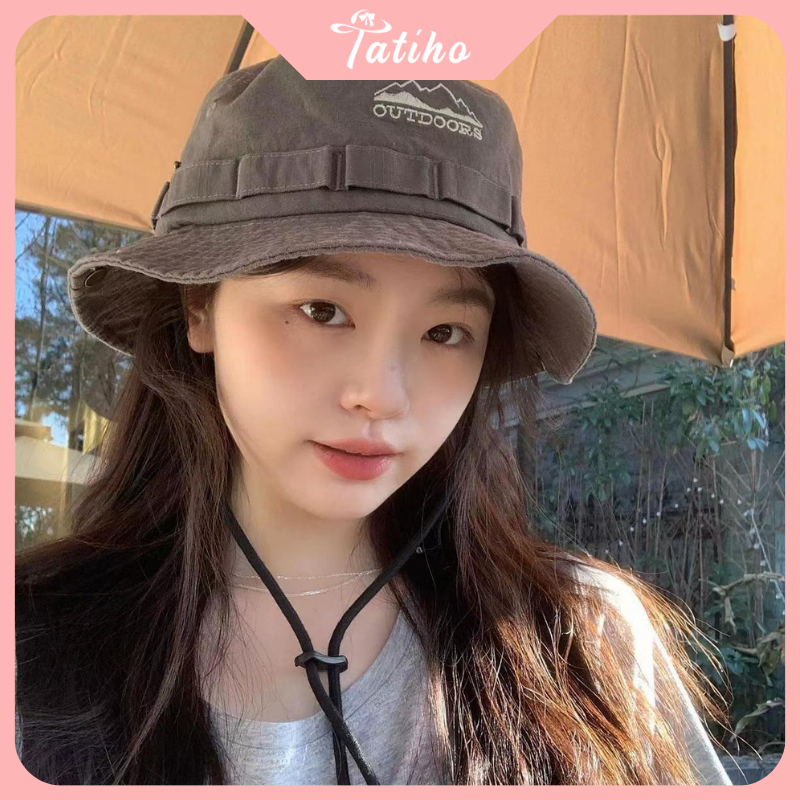 Mũ cao bồi unisẽ nam nữ, nón cotton dày dặn họa tiết trơn phối OUTDOORS phong cách cá tính thời trang xuân hè - Mã NV064