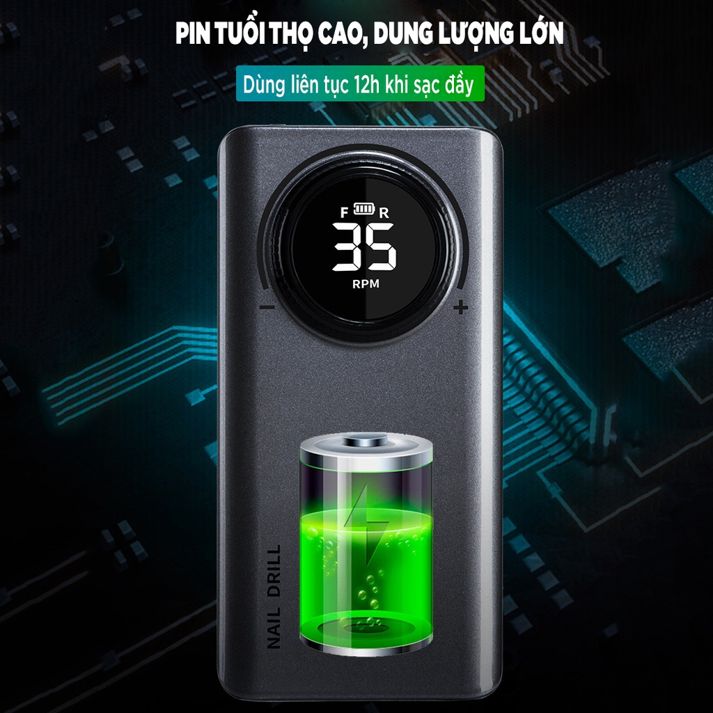 Máy Mài Móng MANICURE UV-201, Máy Mài Nail Mài Gel Tích Điện Cầm Tay Mini Cao Cấp-Tặng Kèm Bồ Đầu Mài, Bảo Hành 12 Tháng