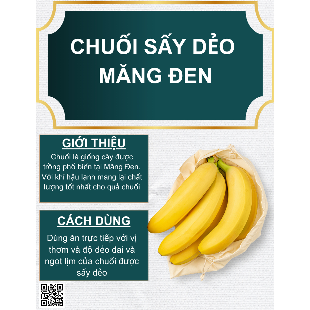Chuối Sấy Dẻo Không Đường The Măng Đen 250g Đặc Sản Măng Đen Kon Tum