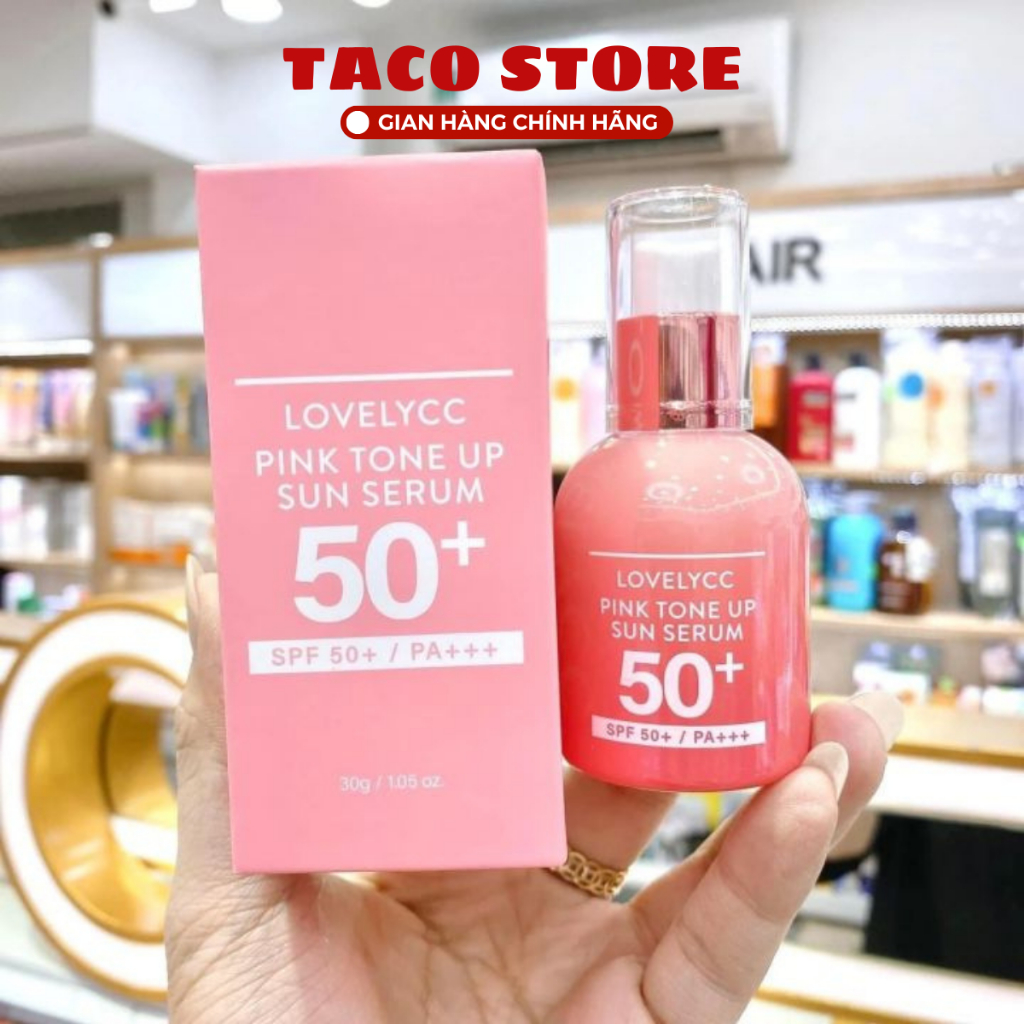 Serum Dưỡng Trắng LovelyCC Pink Tone Up Sun Serum SPF 50+ 30g Nâng Tone Da