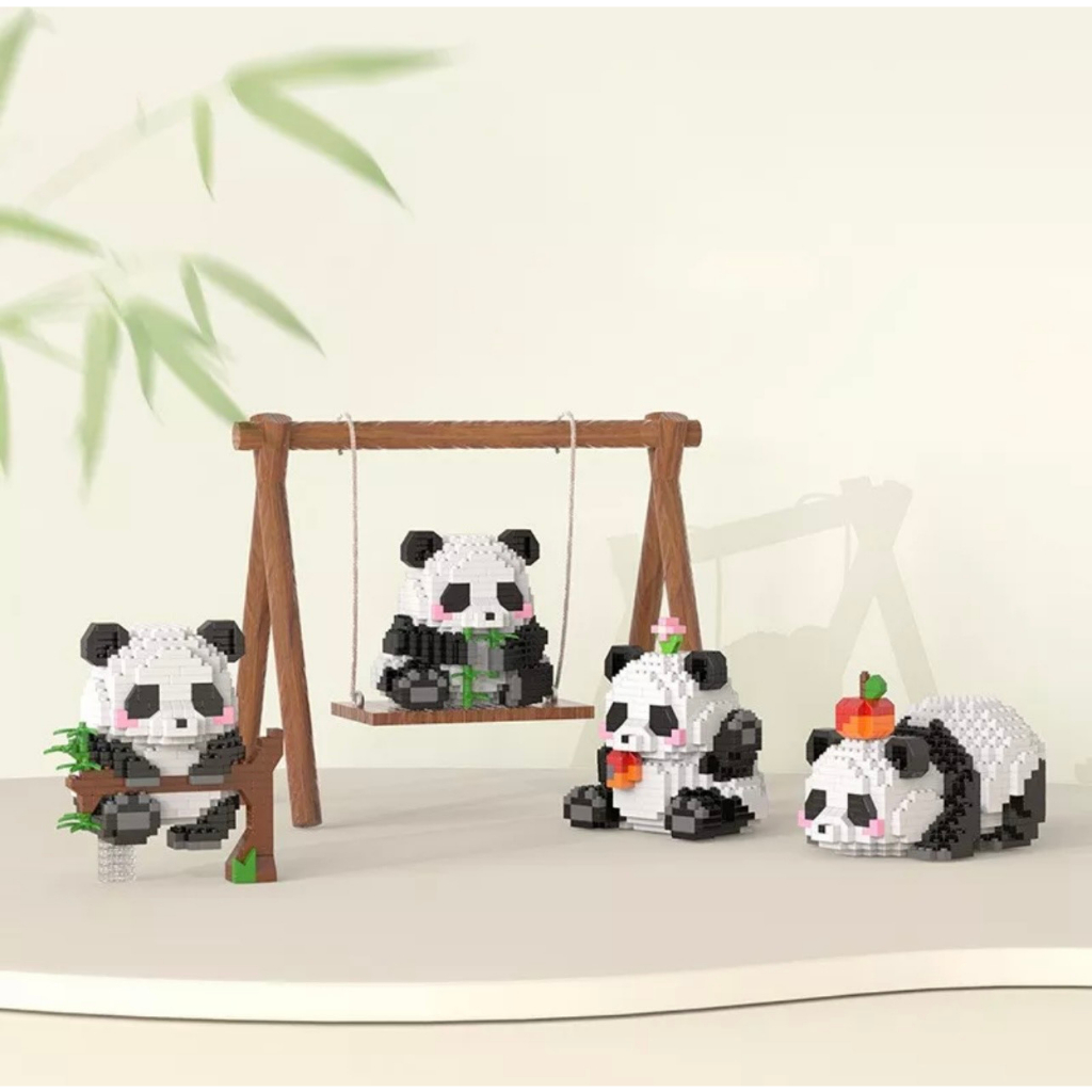 Đồ chơi lắp ráp mô hình gấu trúc Panda HuaHua siêu đáng yêu, mảnh trơn dễ lắp ghép