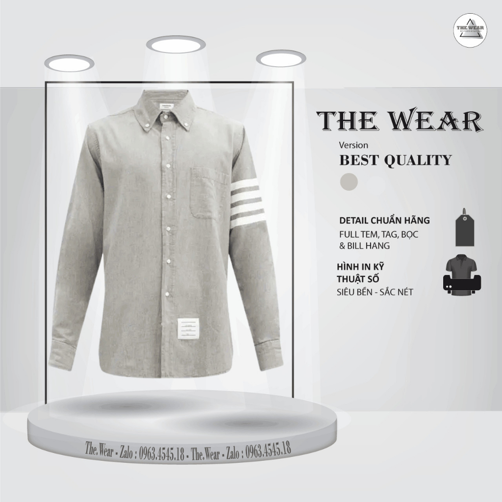 Áo Sơ Mi Thom Brown - Sơ Mi Tay Dài Tay Sọc Cao Cấp Vải oxford Cotton 100%