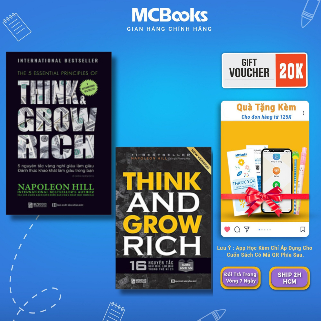 Sách - Combo Think and Grow Rich: 16 Nguyên tắc nghĩ giàu làm giàu trong thế kỉ 21 +5 nguyên tắc vàng nghĩ giàu làm giàu
