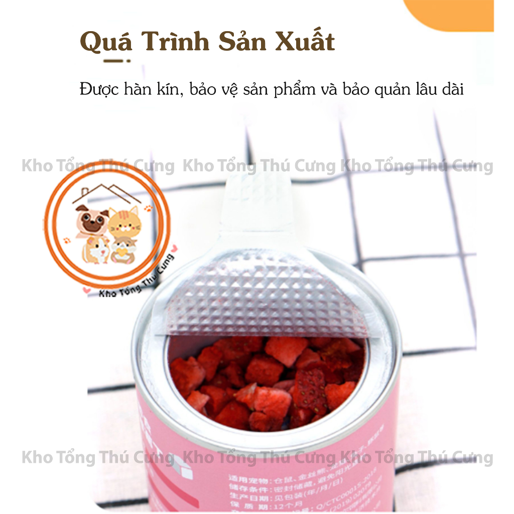Dâu sấy Eco Forest thức ăn dặm, snack ăn vặt cho hamster,thỏ,bọ ú,chinchilla,nhím,sóc, thơm ngon và giàu vitamin hộp 12g