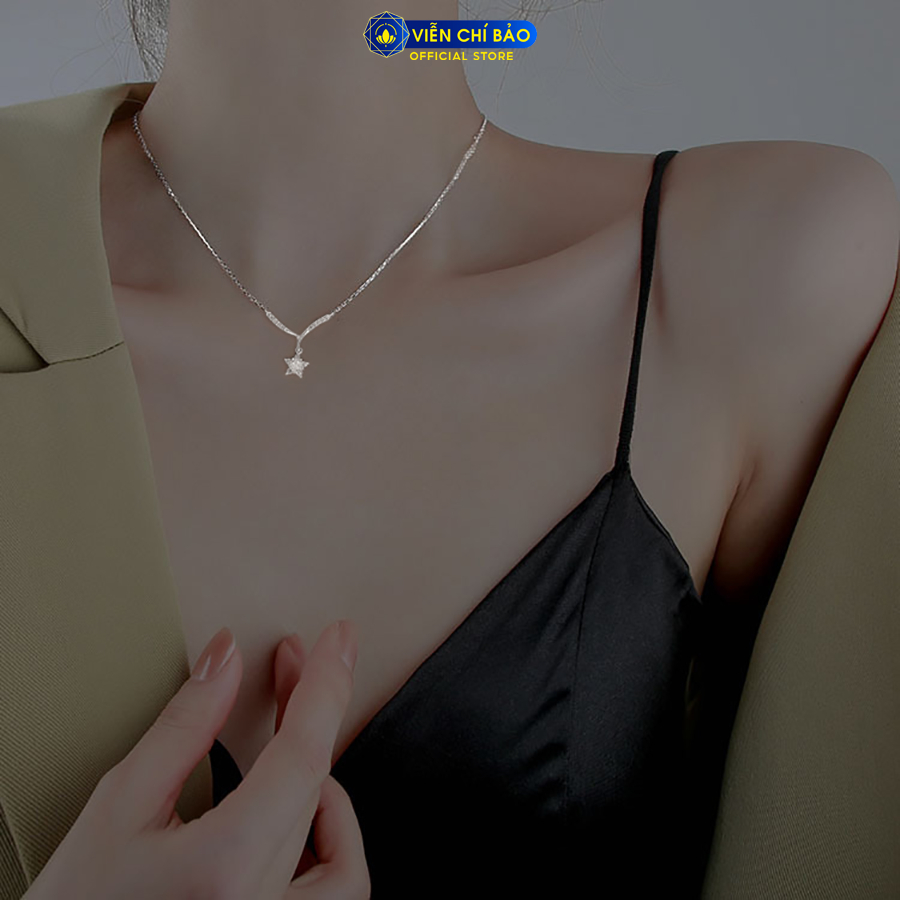 Dây chuyền bạc nữ ngôi sao đính đá chất liệu bạc 925 thời trang phụ kiện trang sức Viễn Chí Bảo D400806
