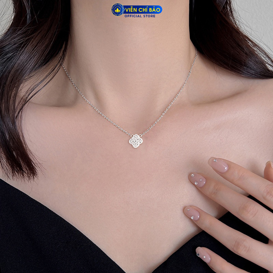 Dây chuyền cỏ đính đá chất liệu bạc 925 thời trang phụ kiện trang sức nữ Viễn Chí Bảo D400885