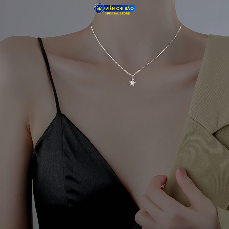Dây chuyền bạc nữ ngôi sao đính đá chất liệu bạc 925 thời trang phụ kiện trang sức Viễn Chí Bảo D400806