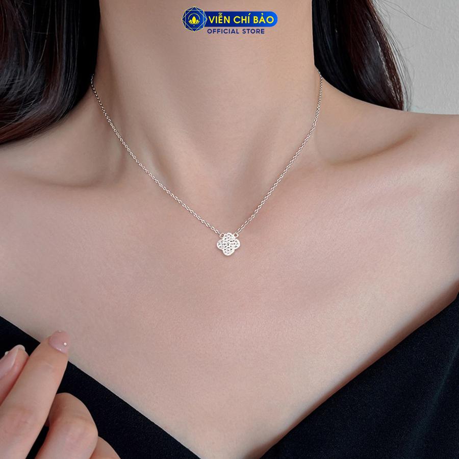 Dây chuyền cỏ đính đá chất liệu bạc 925 thời trang phụ kiện trang sức nữ Viễn Chí Bảo D400885