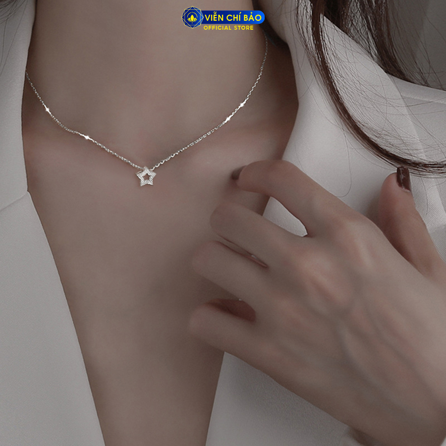 Dây chuyền bạc nữ ngôi sao đính đá chất liệu bạc 925 thời trang phụ kiện trang sức Viễn Chí Bảo D400812