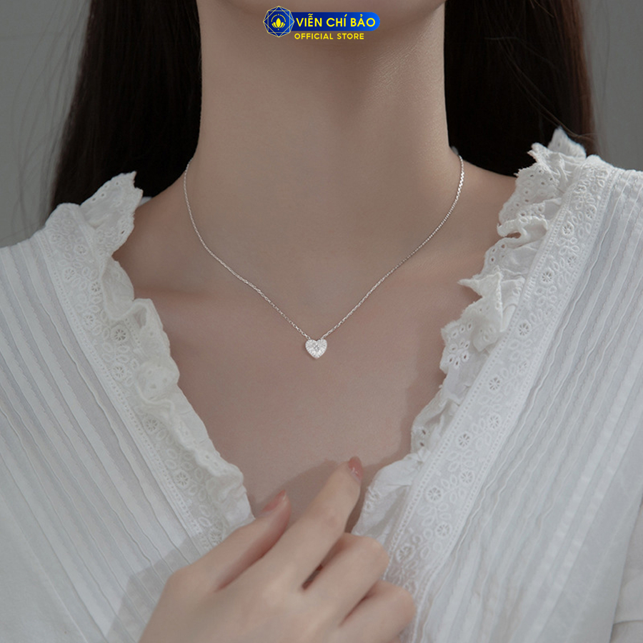Dây chuyền bạc nữ trái tim đá full chất liệu bạc 925 thời trang phụ kiện trang sức Viễn Chí Bảo D400807