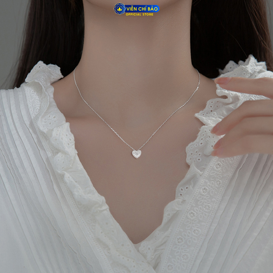Dây chuyền bạc nữ trái tim đá full chất liệu bạc 925 thời trang phụ kiện trang sức Viễn Chí Bảo D400807