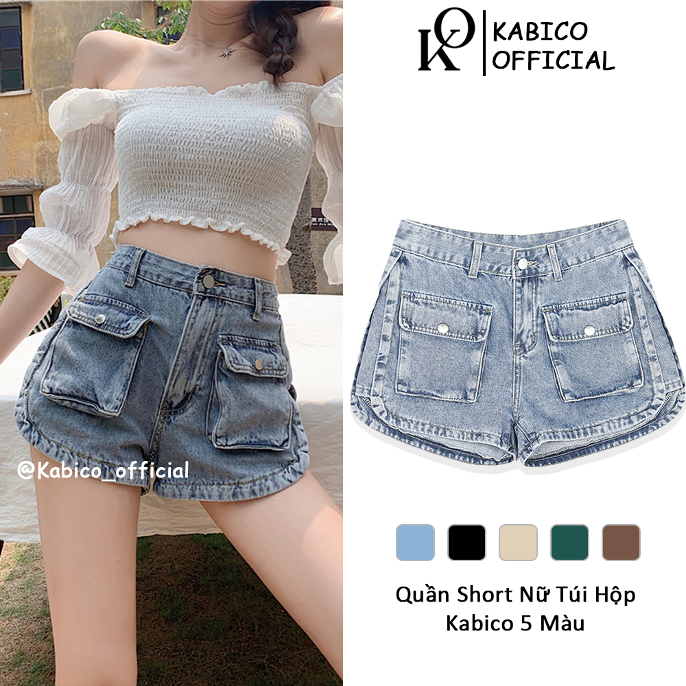 Quần short KABICO nữ túi hộp tôn dáng, quần short jean cạp cao phong cách_C33 | BigBuy360 - bigbuy360.vn