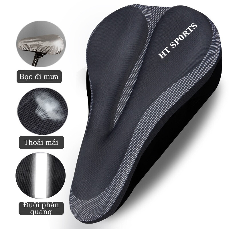 Bọc Yên Xe Đạp Silicol Gel Lót Yên Xe Đạp Êm Mông Thoáng Khí Độ Dày 4cm Tặng Kèm BỌC TRÙM YÊN CHỐNG NƯỚC
