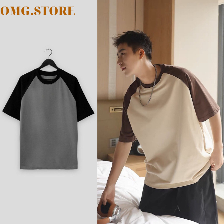 Áo phông Raglan trơn cotton 100% dày dặn basic