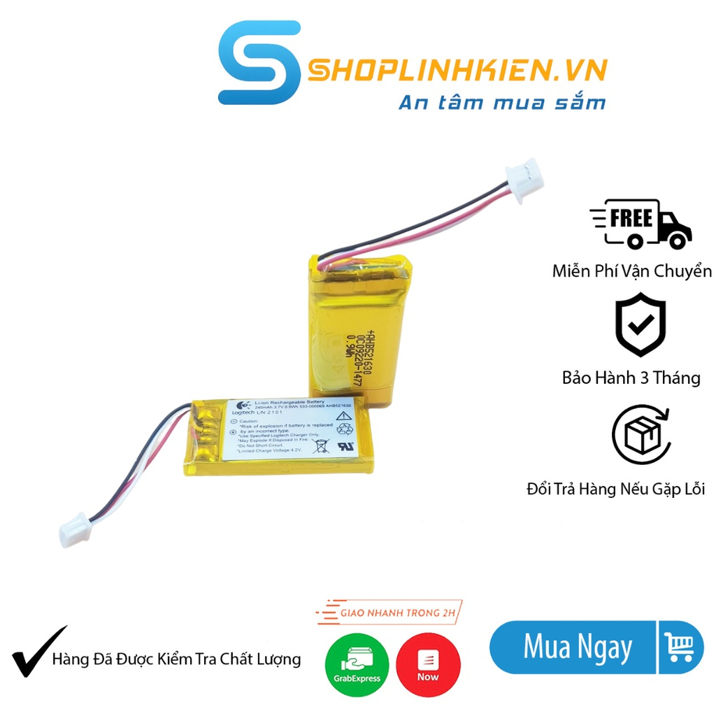 Pin 3.7V 240mAh AHB521630 30x16x5.2MM 3 dây cho thiết bị camera mini pin sạc 1S PinchinhhangHN