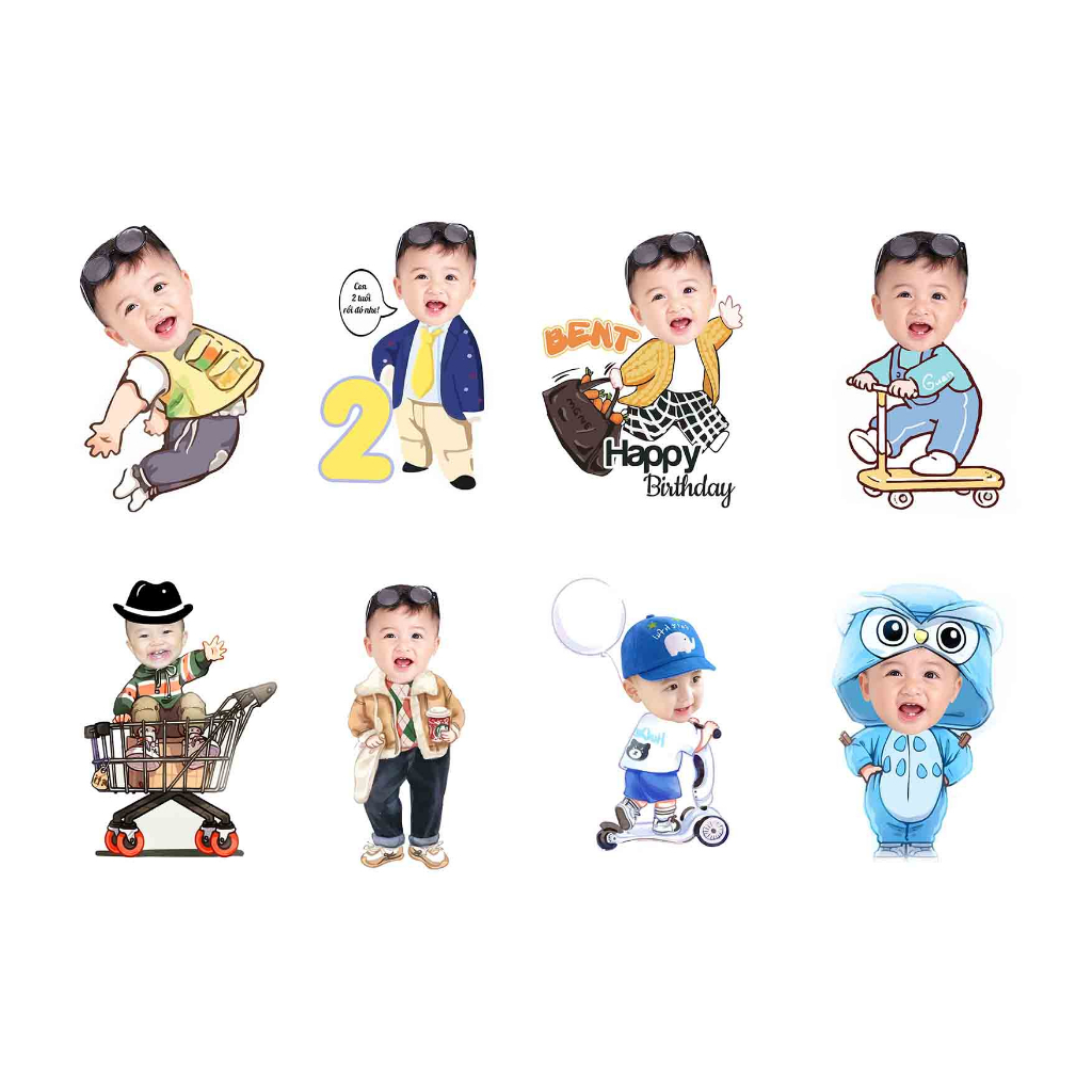 Nhận Đặt gấp_Hình CHIBI 20cm 30cm_ để bàn trang trí sinh nhật, đầy tháng cho bé