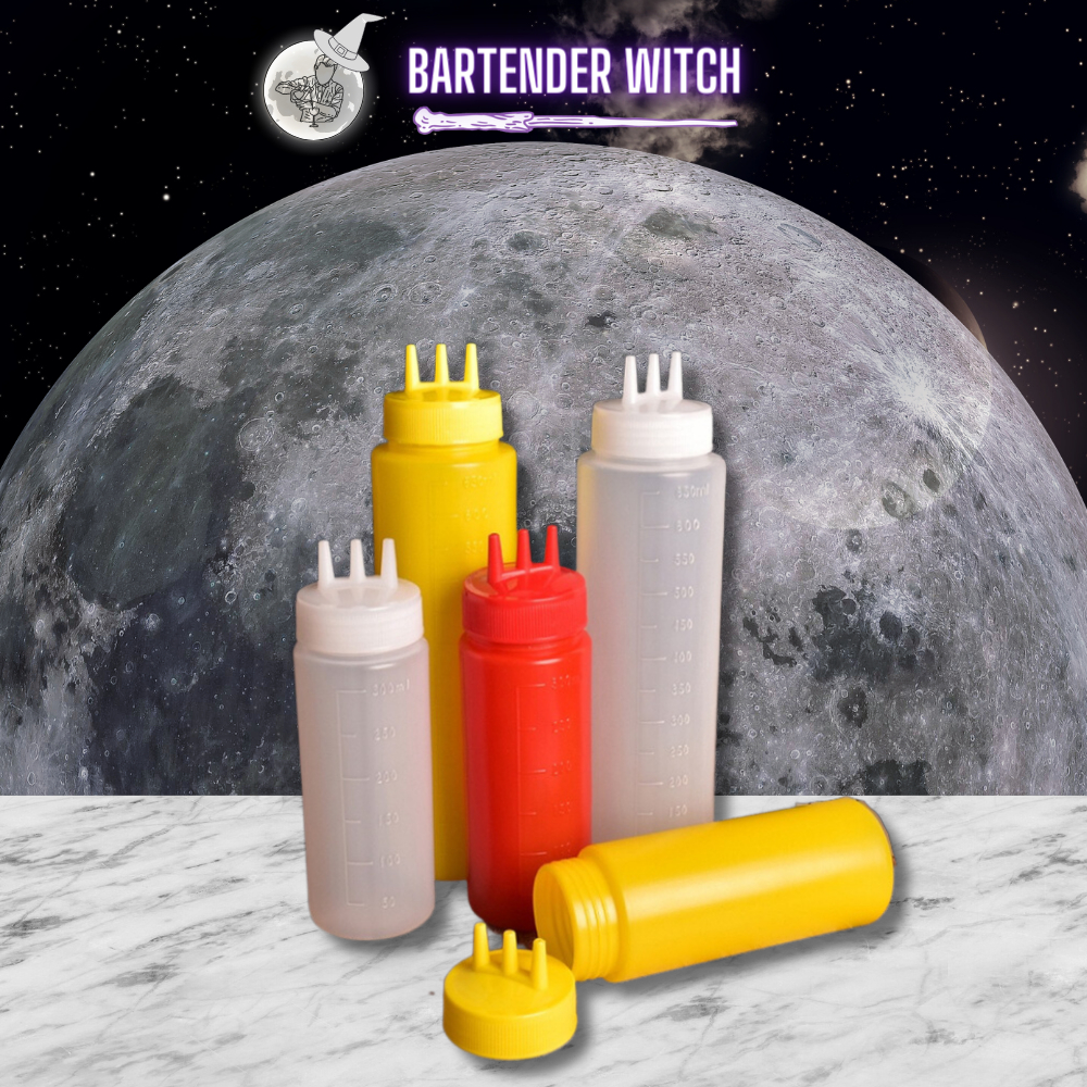 Chai bóp nước sốt thực phẩm, chai gia vị cà chua sốt, loại 3 vòi phun - BARTENDER_WITCH