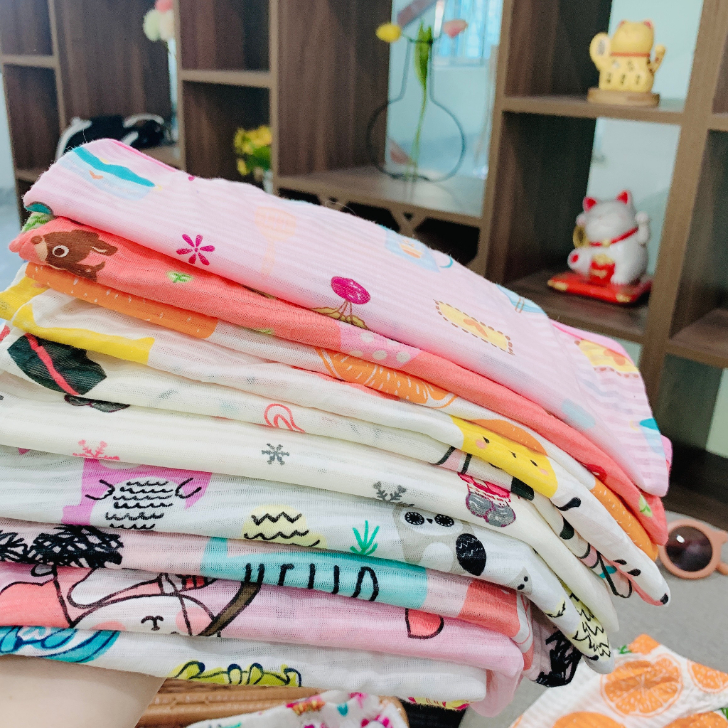 Đồ bộ 2 dây cho bé gái chất Cotton sợi tre. Đồ bộ 2 dây cho bé từ 7-18kg