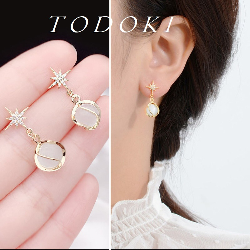 Khuyên tai đính ngọc kiểu dáng vintage TODOKI T048