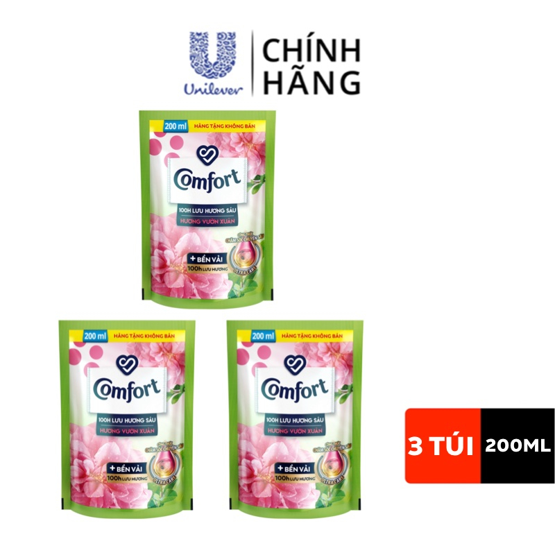 [HC GIFT] Combo 3 túi nước xả vải Comfort 200ml-Hương vườn xuân (mẫu ngẫu nhiên)