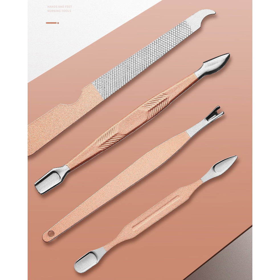 Bộ dụng cụ làm móng 18 món đa chức năng, giúp cắt móng, làm đẹp, chăm sóc móng tay, móng chân, hộp đựng da cao cấp