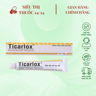 Kem bôi Ticarlox tuýp 10g ⚡ CAM KẾT CHÍNH HÃNG ⚡ Gel bôi ngoài da liền sẹo, làm mờ sẹo và vết thâm