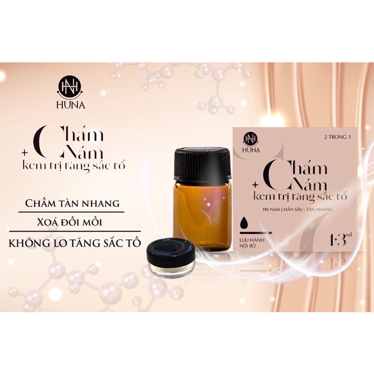 Chấm nám + kem tăng sắc tố Huna giúp ngừa nám chân sâu, tàn nhang chính hãng