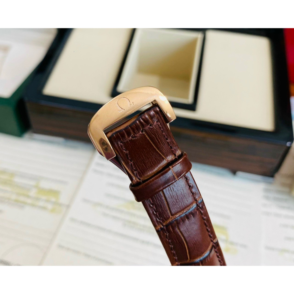 Đồng hồ Nam Omega cơ automatic 3kim vỏ vàng hồng  dây da vỏ vàng hồng máy nhật dòng cơ Automatic size 40mm