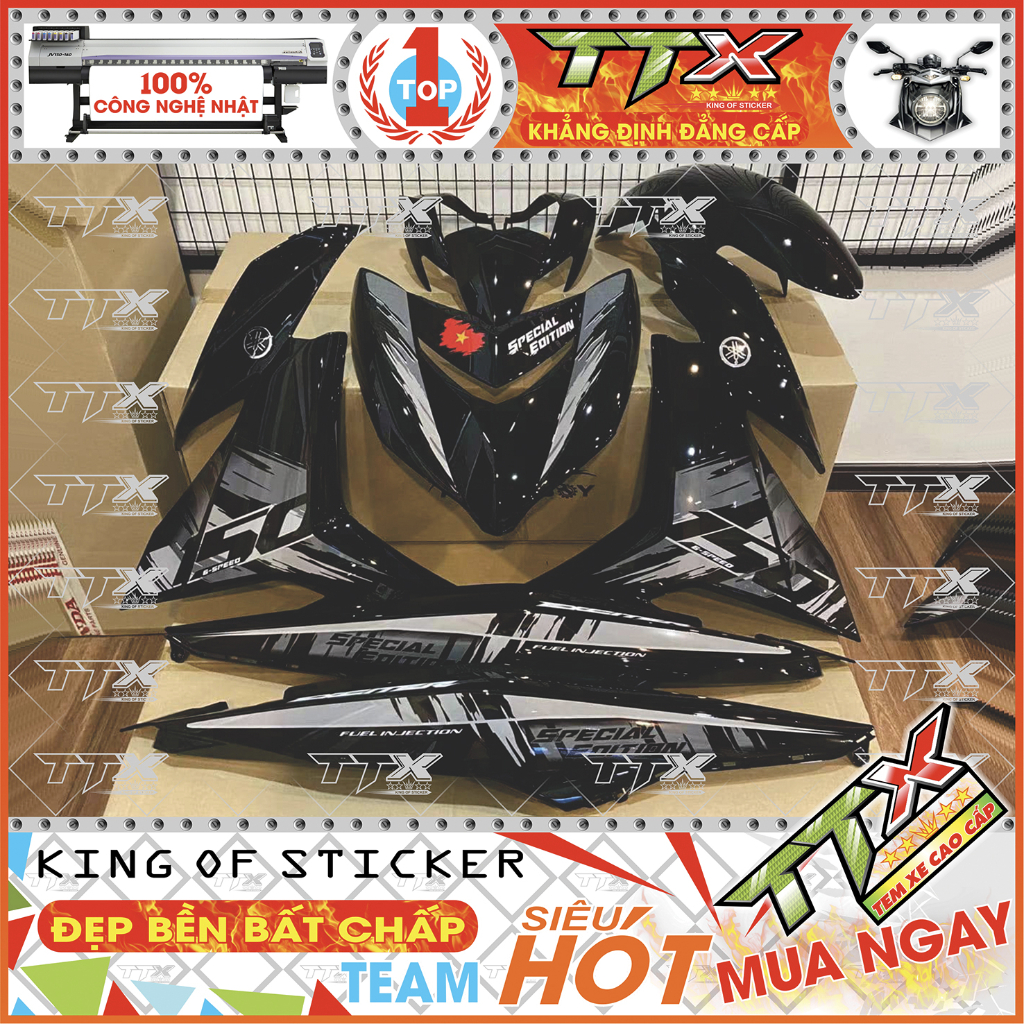 Tem Exciter 150 Mẫu Tia Chớp Đen Xám Bạc Chất Lượng Cao Cấp Siêu Đẹp Và Cực Kỳ Hót - Mã Tem EX150