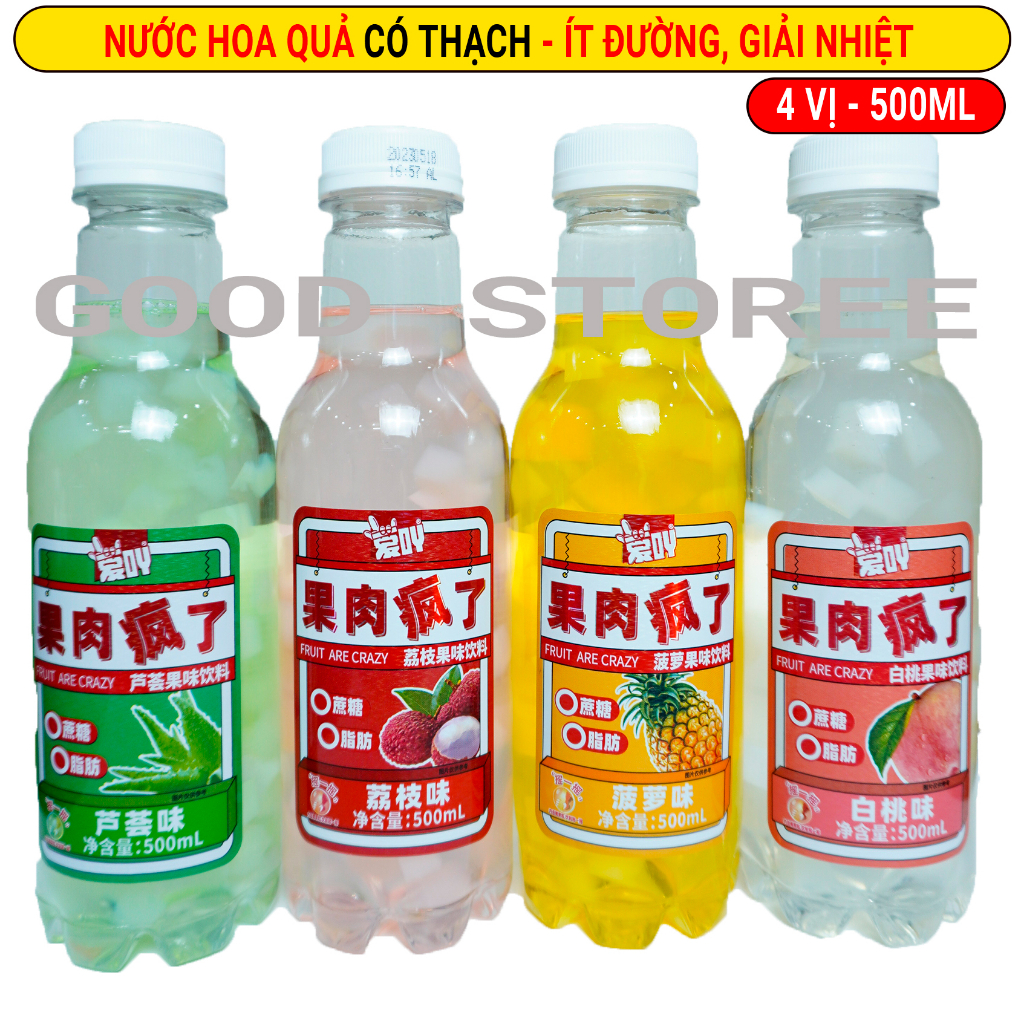 Nước Hoa Quả Đài Loan Các Vị, - Có Thạch, - Chai 500ml, Ít Đường, Dễ Uống, Siêu Ngon
