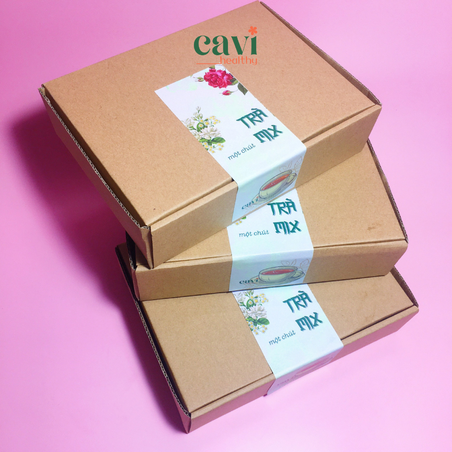 Set Trà Hoa Mix 12 Vị Kèm Chai Thủy Tinh Cavi Healthy Thanh Nhiệt, Đẹp Da, Giảm Stress