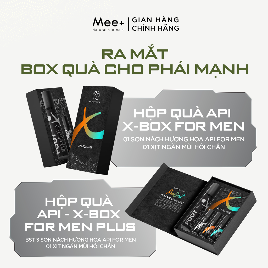 Set quà tặng khử mùi hôi chân API MEN, xịt khử mùi hôi chân lên đến 24h, ngăn tiết mồ hôi giúp khô thoáng 50ml