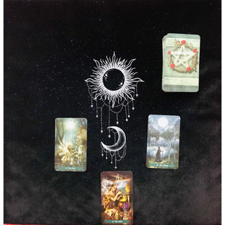 Khăn trải bài tarot the sun and moon (tặng túi dây rút), khăn tarot, khăn trải bài Lilidararot