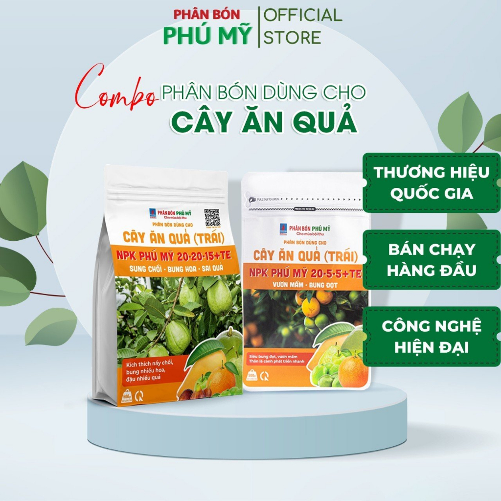 Combo 2 Túi Phân Bón NPK Đạm Phú Mỹ Cung Cấp Vi Lượng Bổ Sung Dinh Dưỡng Cho Cây Ăn Quả túi 500gram và túi 500gram