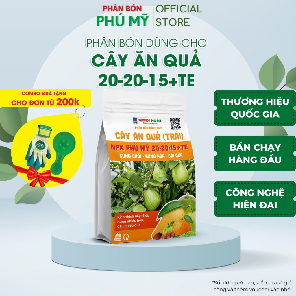 Combo 2 Túi Phân Bón NPK Đạm Phú Mỹ Cung Cấp Vi Lượng Bổ Sung Dinh Dưỡng Cho Cây Ăn Quả túi 500gram và túi 500gram