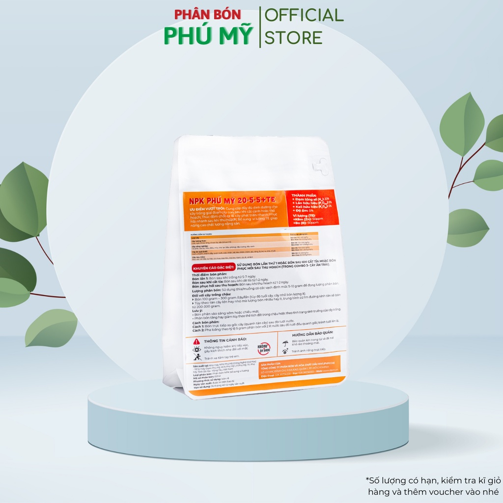 Combo 2 Túi Phân Bón NPK Đạm Phú Mỹ Cung Cấp Vi Lượng Bổ Sung Dinh Dưỡng Cho Cây Ăn Quả túi 500gram và túi 500gram