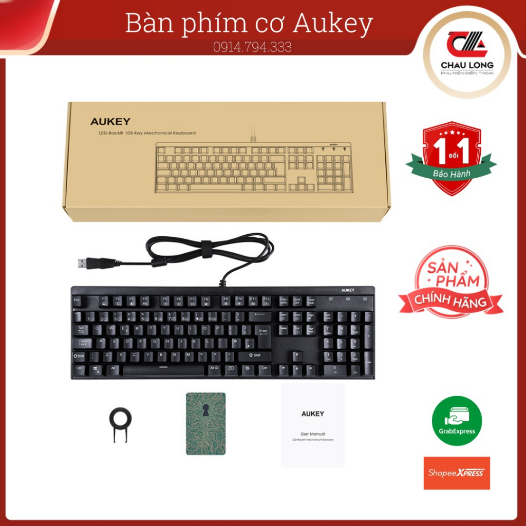 Bàn phím cơ Aukey KM-G6 LED RGB. Phụ Kiện Châu Long