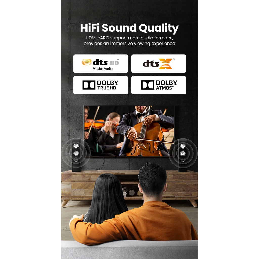 Cáp HDMI 2.1 sợi quang 10m,15m hỗ trợ 8K@60Hz chính hãng Ugreen 80406, 80407