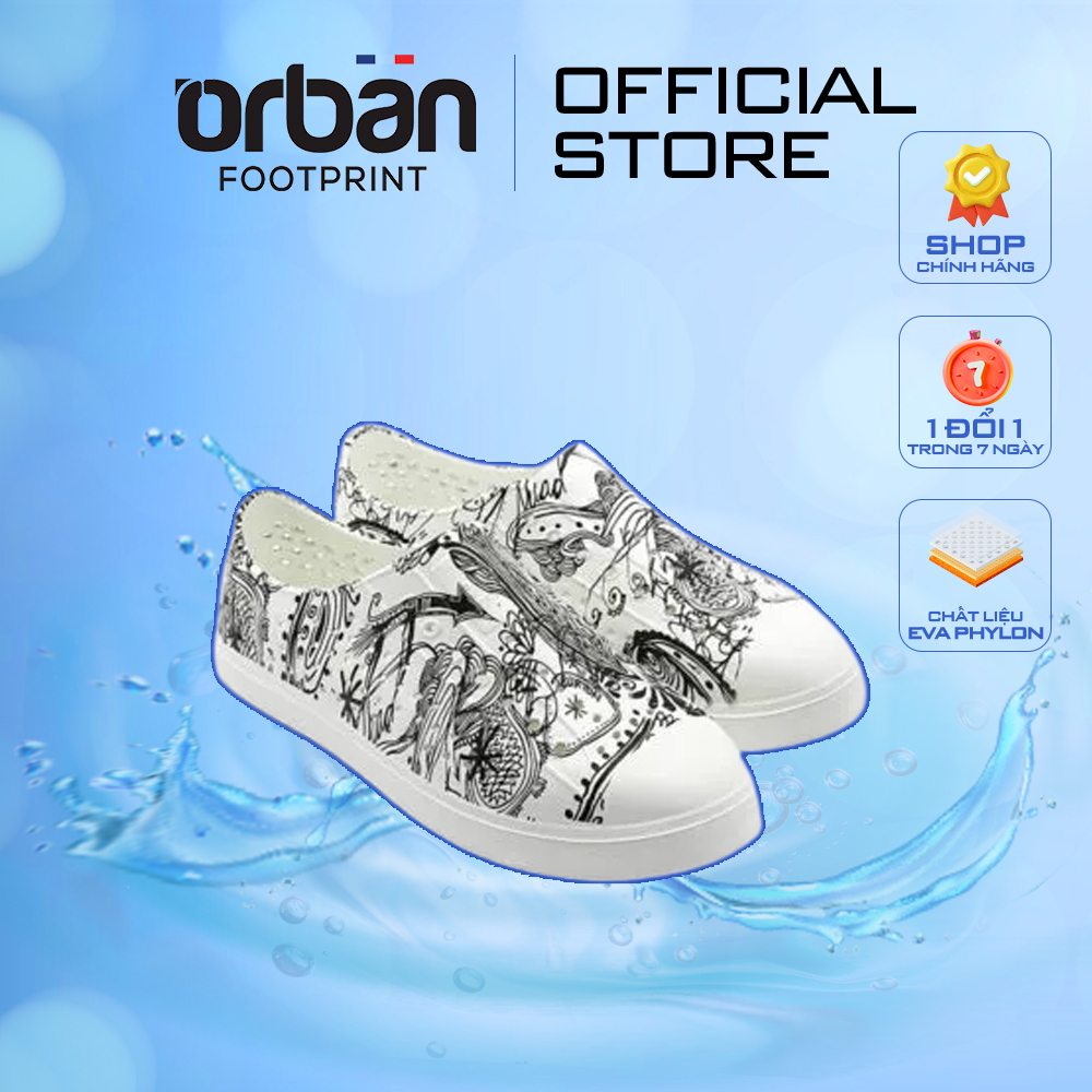 Giày Nhựa Slipon Eva Urban Footprint (D2001A D5) Lá Đen Chính Hãng