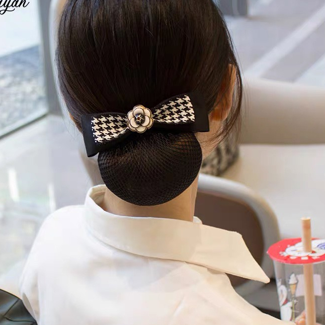 Cặp tóc nơ công sở kèm chụp lưới dày co giãn tốt nhiều màu cao cấp Y293