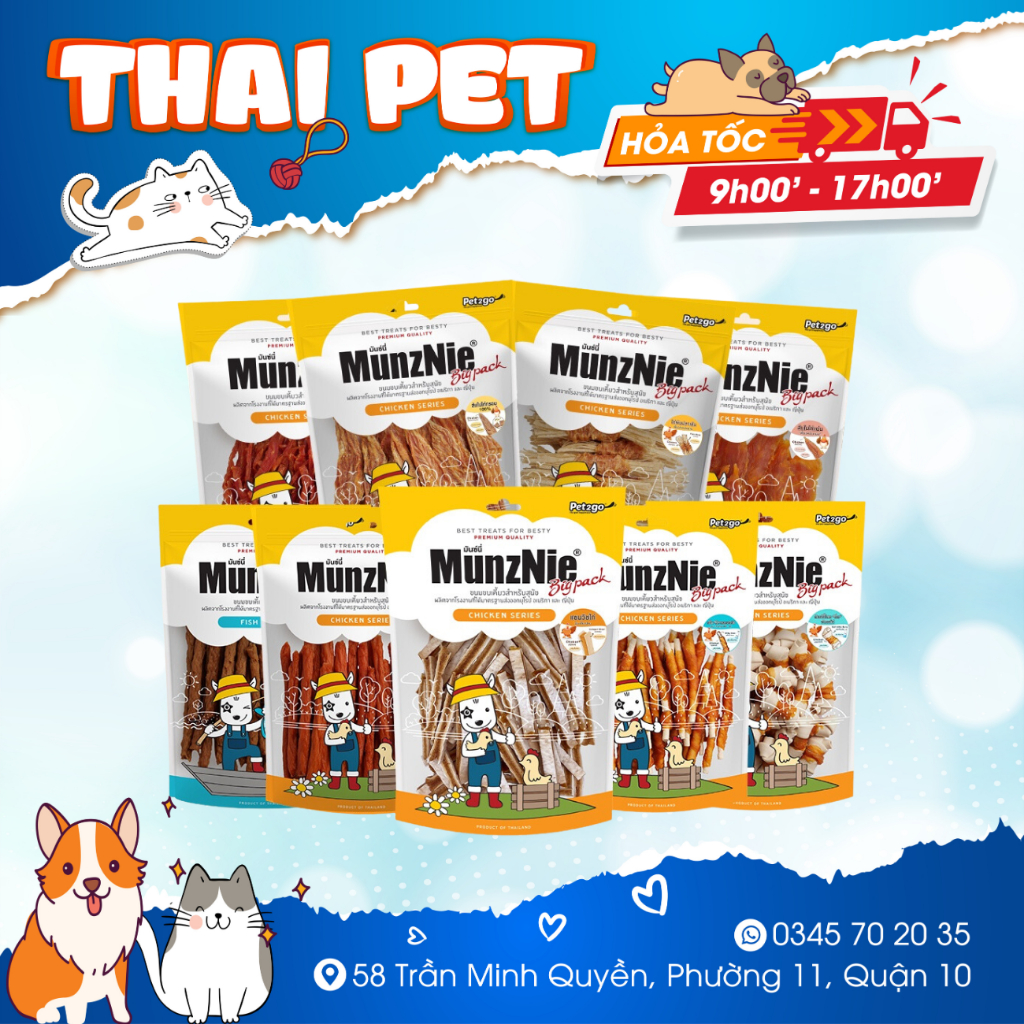 MUNZNIE Snack chó que gặm thịt 300-500g Mã BP