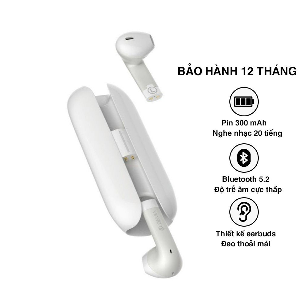 Tai nghe bluetooth không dây nhét tai Devia có mic nghe nhạc liên tục 20h hàng chính hãng bảo hành 12 tháng