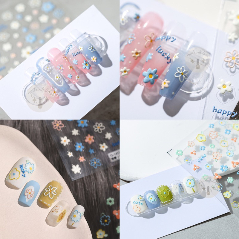 Miếng Dán Trang Trí Móng Tay In Nổi Họa Tiết Bông Hoa 5D Tensor Pro, Hình Dán TS-1252 , Sticker Dán Nail TS1411