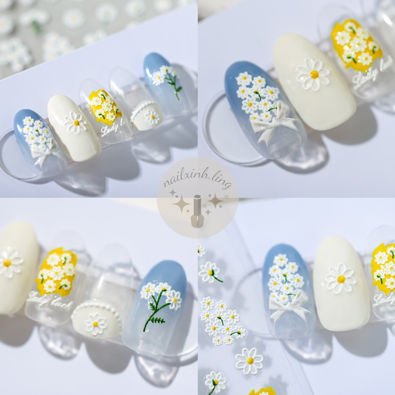 Miếng Dán Trang Trí Móng Tay In Nổi Họa Tiết Bông Hoa 5D Tensor Pro, Hình Dán TS-1252 , Sticker Dán Nail TS1411